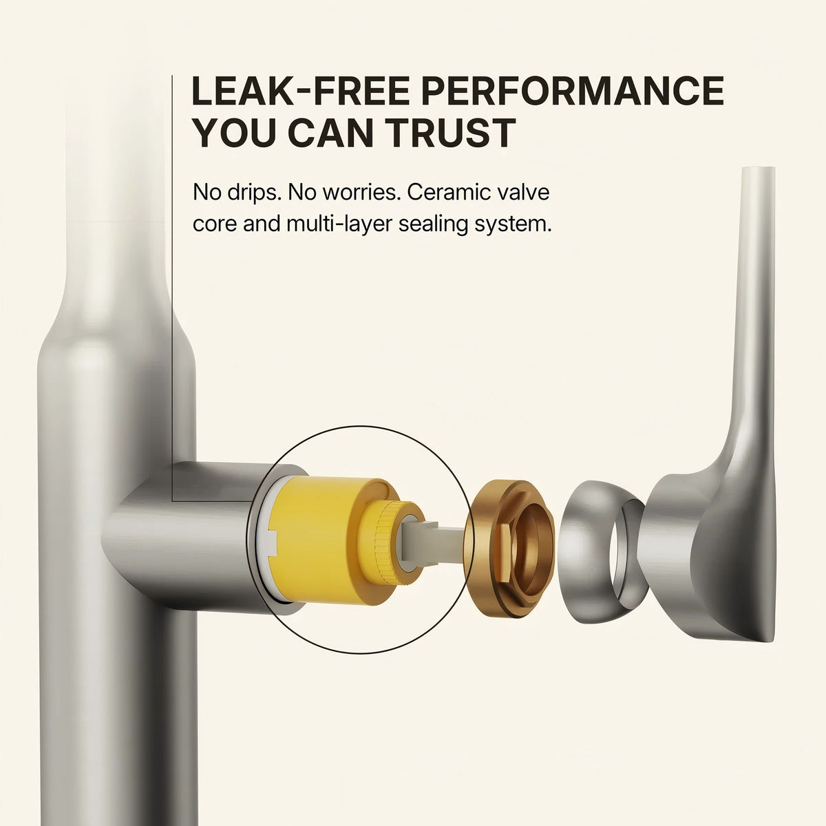 Dual-Function Single-Handle Pull-Down Kitchen Faucet with Swivel Spout LP133-CF- Stainless Steel