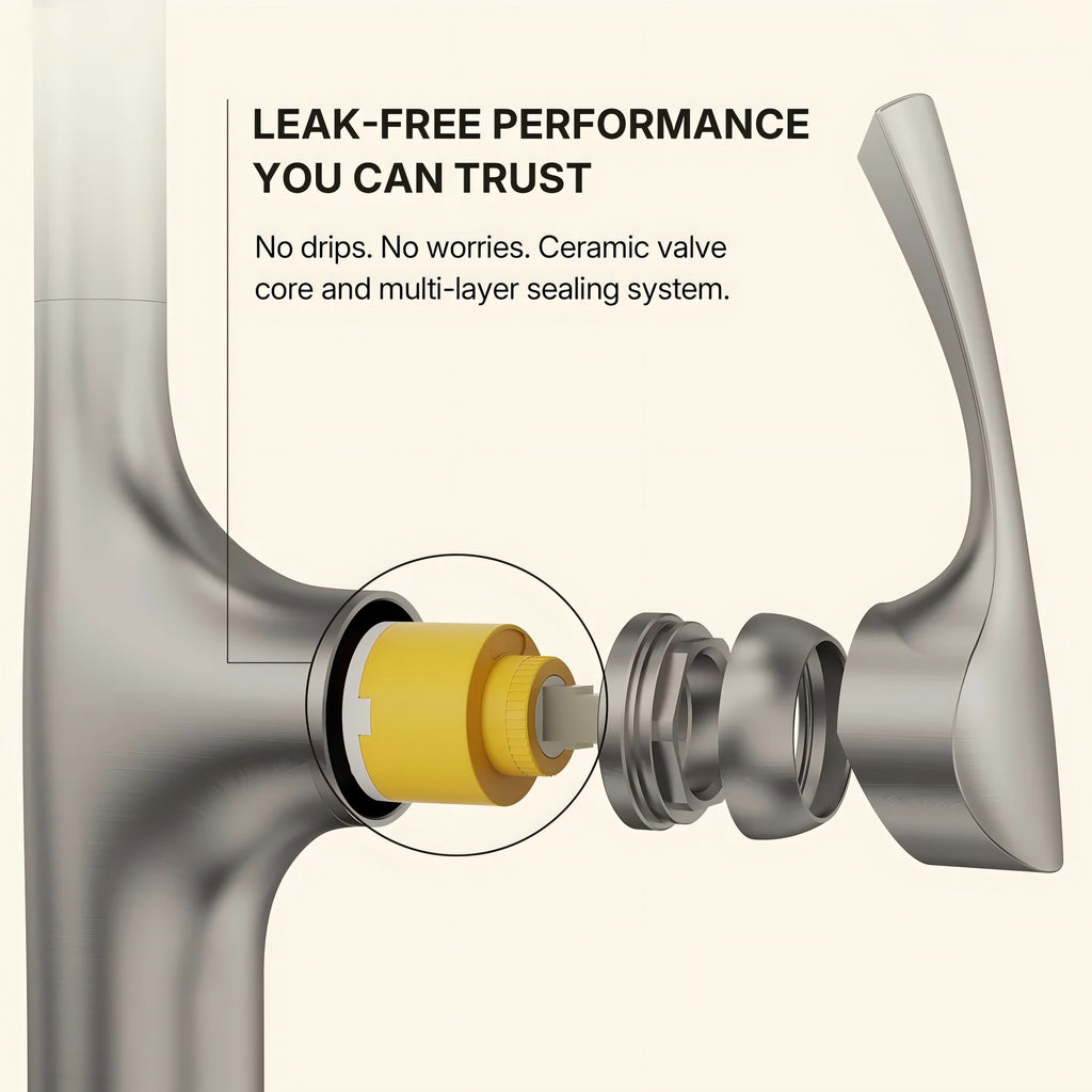 Pull-Down Single Handle Kitchen Faucet with High-Arc Spout LP0668-CF Stainless Steel
