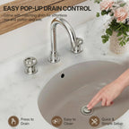 Widespread 3-Hole Bathroom Sink Faucet, 2-Handle Faucet with Wheel Knob Handles and Drain Assembly LP0910-YS - Chrome