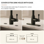 Pull-Down Kitchen Faucet with Deck Plate, Single Handle Sink Faucet with Sprayer LP099123-CFK- Matte Black