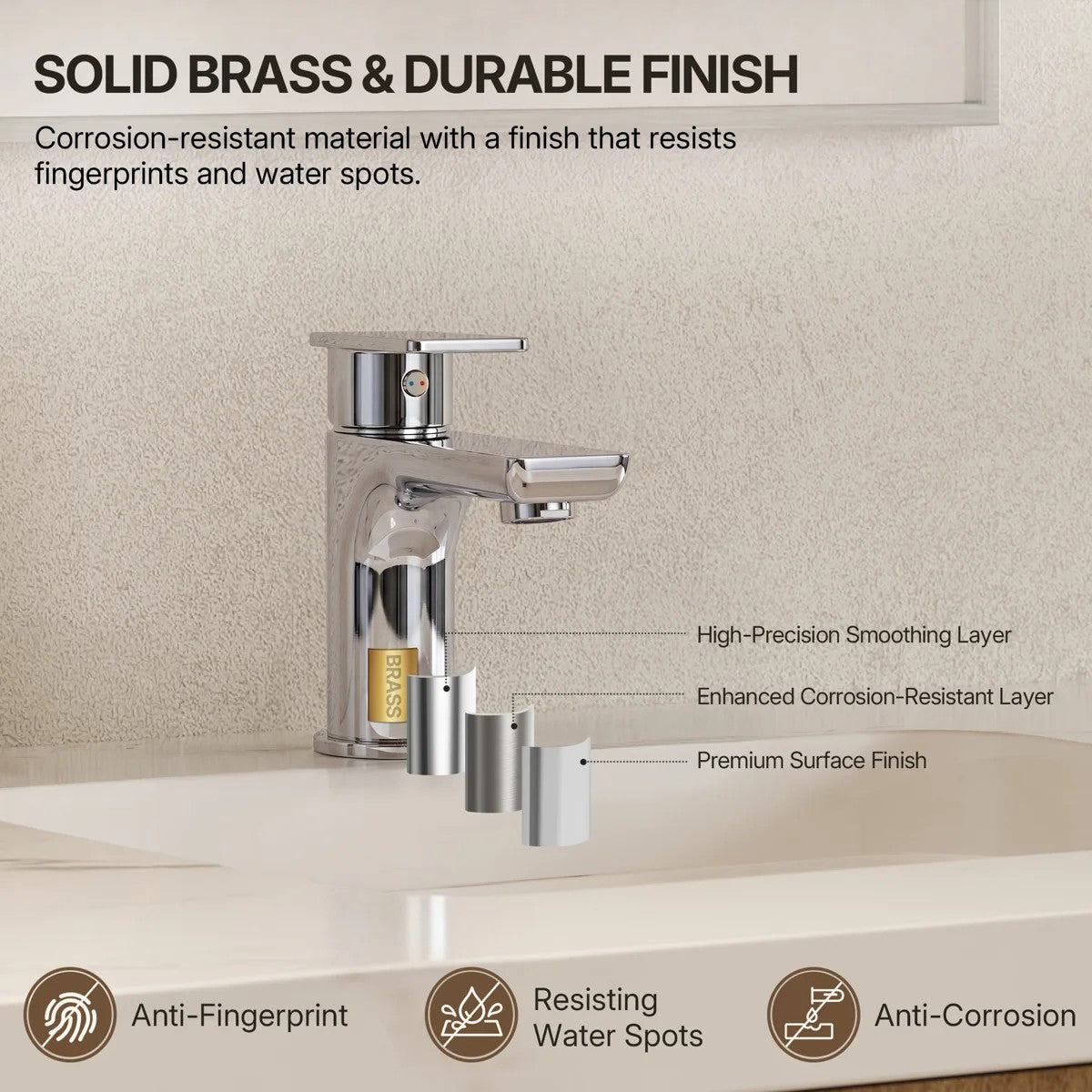 Single Hole Bathroom Faucet with Drain Assembly, Single Handle Bathroom Sink Faucet LP002101-YS - Chrome