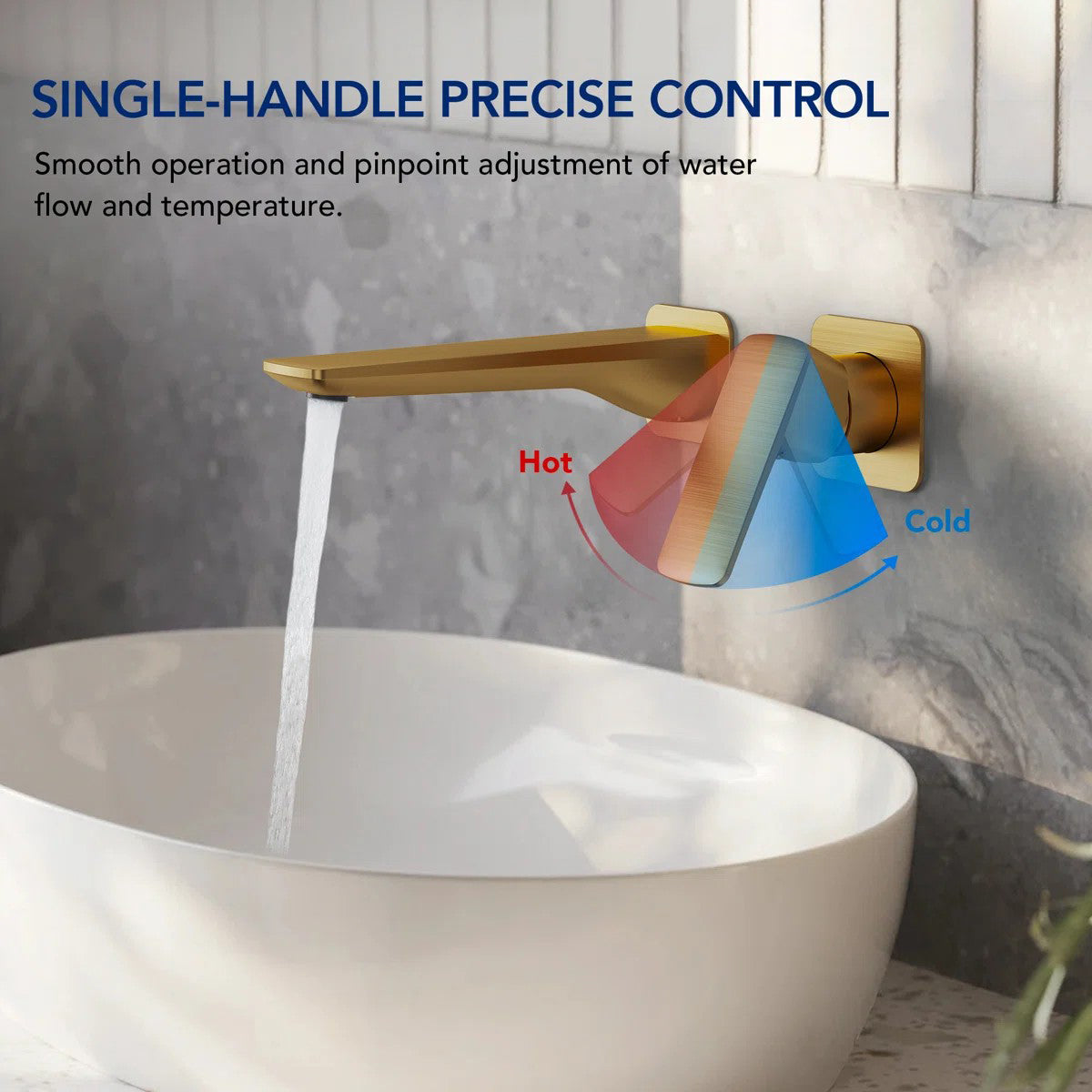 Wall Mounted Bathroom Faucet, Single-handle Bathroom Sink Faucet with Drain Assembly LP12-YS - Brushed Gold