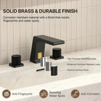 Widespread Bathroom Faucet 3 Hole, 2-Handle Bathroom Sink Faucet with Drain Assembly LP68-YS - Matte Black