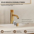 Single Hole Bathroom Faucet,Knob Single Handle Bathroom Sink Faucet with Drain Assembly LP0086-YS - Brushed Gold