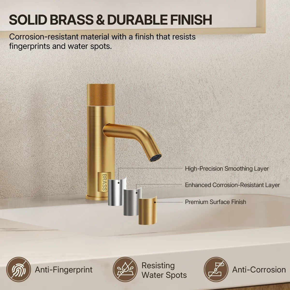 Single Hole Bathroom Faucet,Knob Single Handle Bathroom Sink Faucet with Drain Assembly LP0086-YS - Brushed Gold