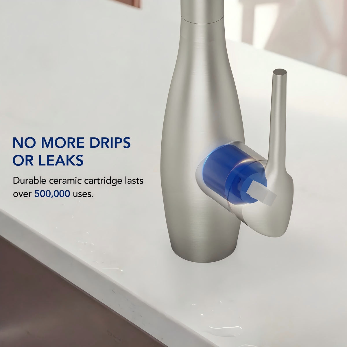 Dual-Function Single-Handle Pull-Down Kitchen Faucet with 360 Degree Swivel Spout LP1068-CF - Stainless Steel