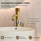 Single Hole Bathroom Vessel Faucet, Single Handle Bathroom Vessel Sink Faucet with Drain Assembly LP0223144-YS - Brushed Gold