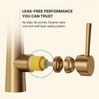 Commercial Dual-Function Pull Down Kitchen Faucet with High Arc Spring Spout LP03345-CF - Brushed Gold