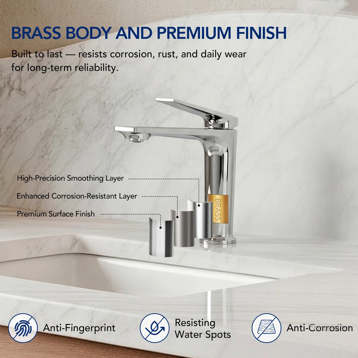 Single Hole Bathroom Faucet with Drain Assembly, Single Handle Bathroom Sink Faucet LP553019-YS - Chrome
