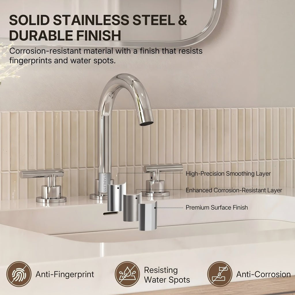 Widespread Bathroom Faucet 3 Hole, 2-Handle Bathroom Sink FaucetLP02006-YS - Chrome