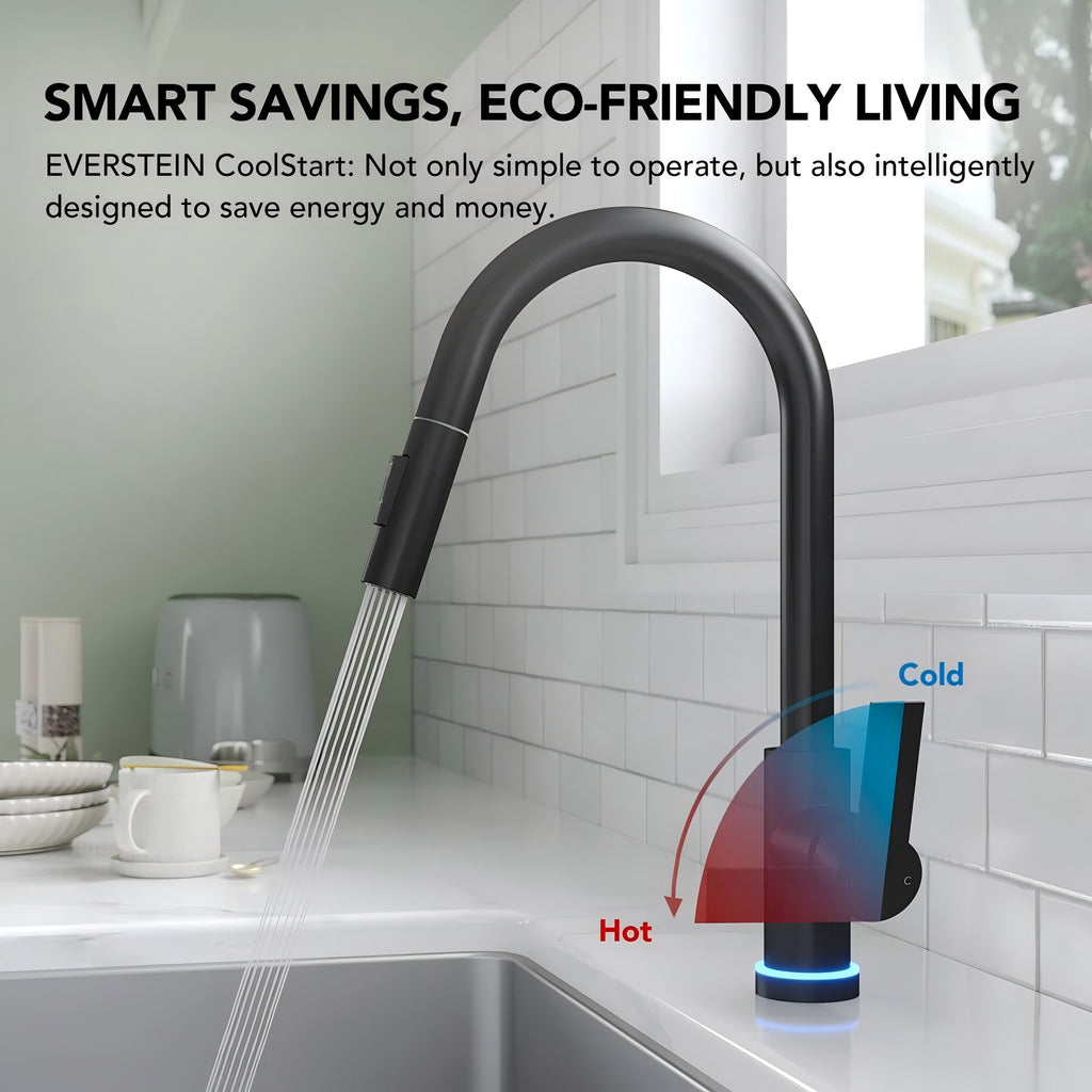 Pull Down Sprayer Kitchen Sink Faucet, Single Handle Kitchen Faucet with LED Light Base LP33031-CF - Matte Black