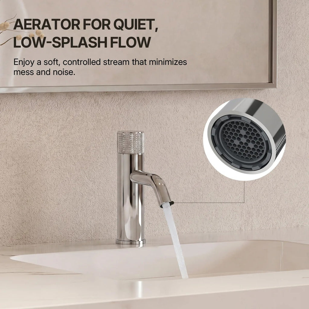Single Hole Bathroom Faucet,Knob Single Handle Bathroom Sink Faucet with Drain Assembly LP0089-YS - Chrome
