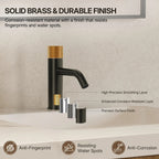 Single Hole Bathroom Faucet,Knob Single Handle Bathroom Sink Faucet with Drain Assembly LP0088-YS - Matte Black/Brushed Gold