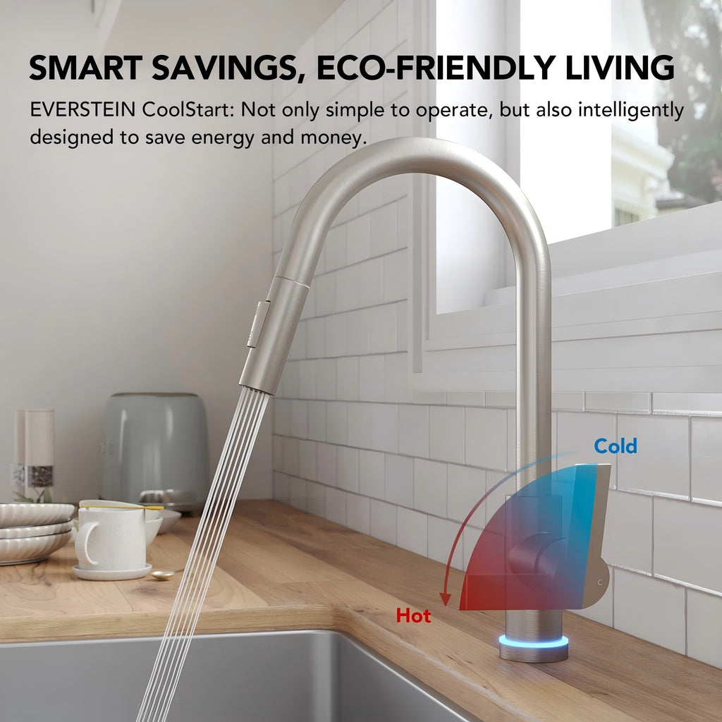 Pull Down Sprayer Kitchen Sink Faucet, Single Handle Kitchen Faucet with LED Light Base LP11992-CF - Brushed Nickel
