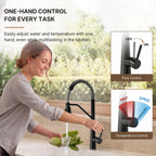 Commercial Dual-Function Pull Down Kitchen Faucet with High Arc Spring Spout LP0557-CFK - Matte Black