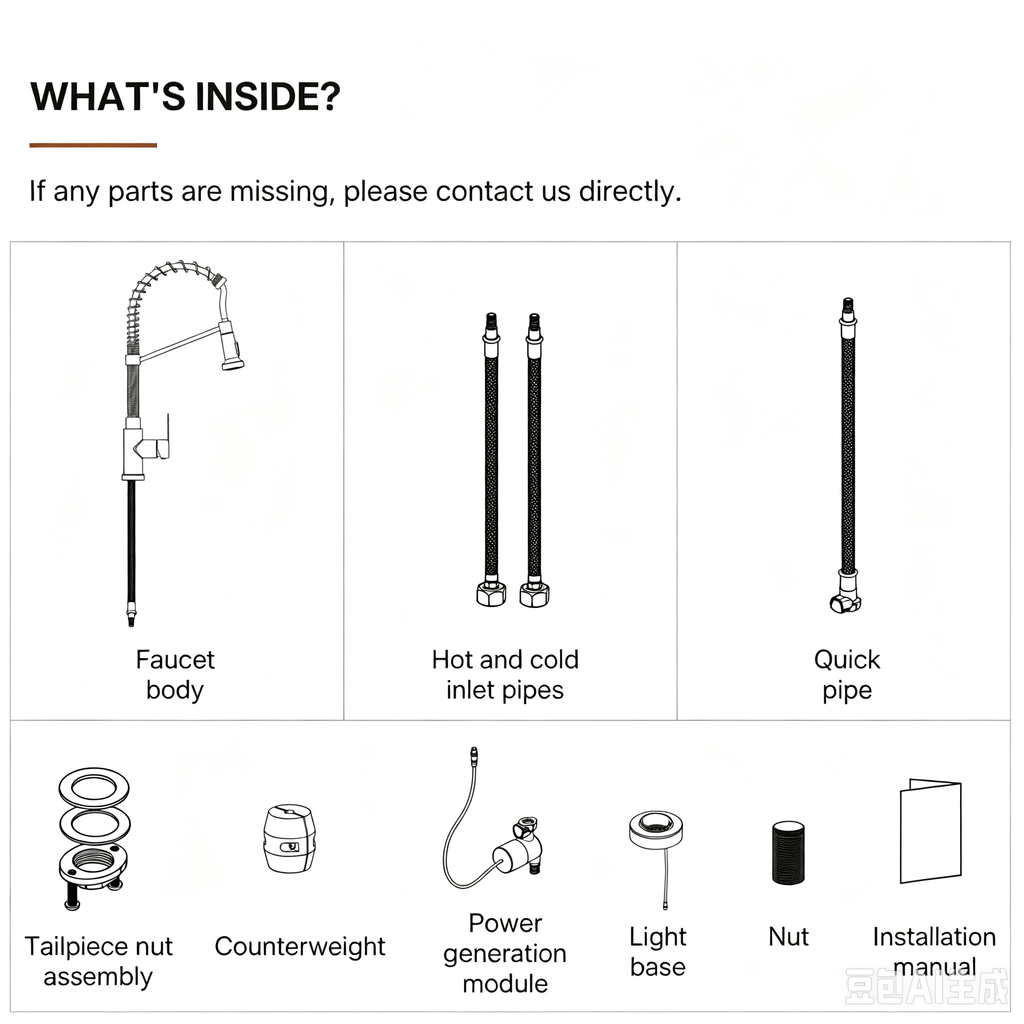 Contemporary Commercial-Style 2-Function Single-Handle Pull-Down Kitchen Faucet with LED Base LP33412098-CF - Brushed Gold