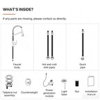 Contemporary Commercial-Style 2-Function Single-Handle Pull-Down Kitchen Faucet with LED Base LP33412098-CF - Brushed Gold