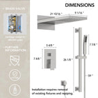 22" Waterfall & Rainfall Shower System with Adjustable Slide Bar Handheld Shower and Pressure-Balanced Valve LP08878-LY - Brushed Nickel
