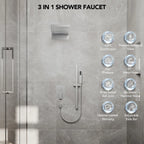 22" Waterfall & Rainfall Shower System with Adjustable Slide Bar Handheld Shower and Pressure-Balanced Valve LP08878-LY - Brushed Nickel
