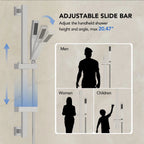 22" Waterfall & Rainfall Shower System with Adjustable Slide Bar Handheld Shower and Pressure-Balanced Valve LP08878-LY - Brushed Nickel