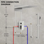 22" Waterfall & Rainfall Shower System with Adjustable Slide Bar Handheld Shower and Pressure-Balanced Valve LP08878-LY - Brushed Nickel
