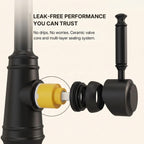 Commercial Style Dual Function Single Handle Pull Down Kitchen Faucet LP23-CF - Matte Black