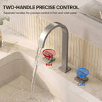 Widespread Bathroom Faucet 3 Hole, 2-handle Bathroom Sink Faucet with Drain Assembly LP005601-YS - Brushed Nickel