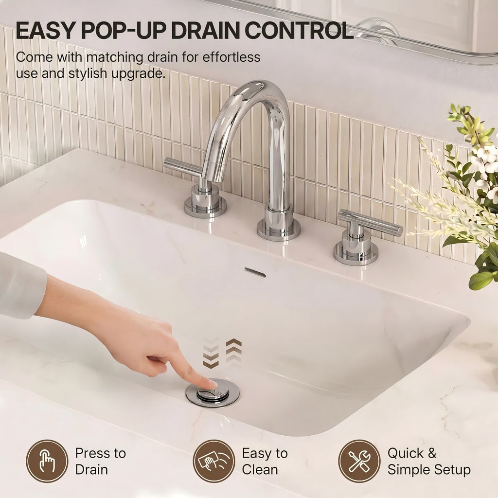 Widespread Bathroom Faucet 3 Hole, 2-Handle Bathroom Sink FaucetLP02006-YS - Chrome