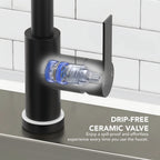 Pull Down Sprayer Kitchen Sink Faucet, Single Handle Kitchen Faucet with LED Light Base LP33031-CF - Matte Black