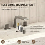 Widespread Bathroom Faucet 3 Hole, 2-handle Bathroom Sink Faucet with Drain Assembly LP00129-YS - Brushed Nickel