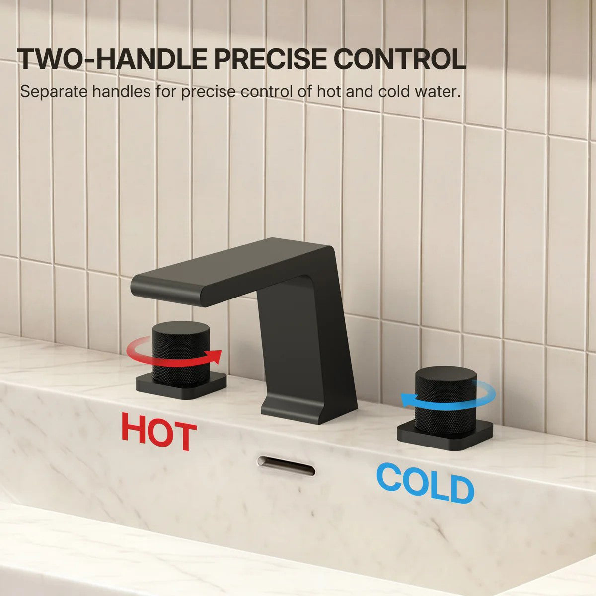 Widespread Bathroom Faucet 3 Hole, 2-handle Bathroom Sink Faucet with Drain Assembly LP009203-YS - Matte Black