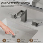 Widespread Bathroom Faucet 3 Hole, 2-Handle Bathroom Sink Faucet with Drain Assembly LP0220980-YS - Brushed Nickel