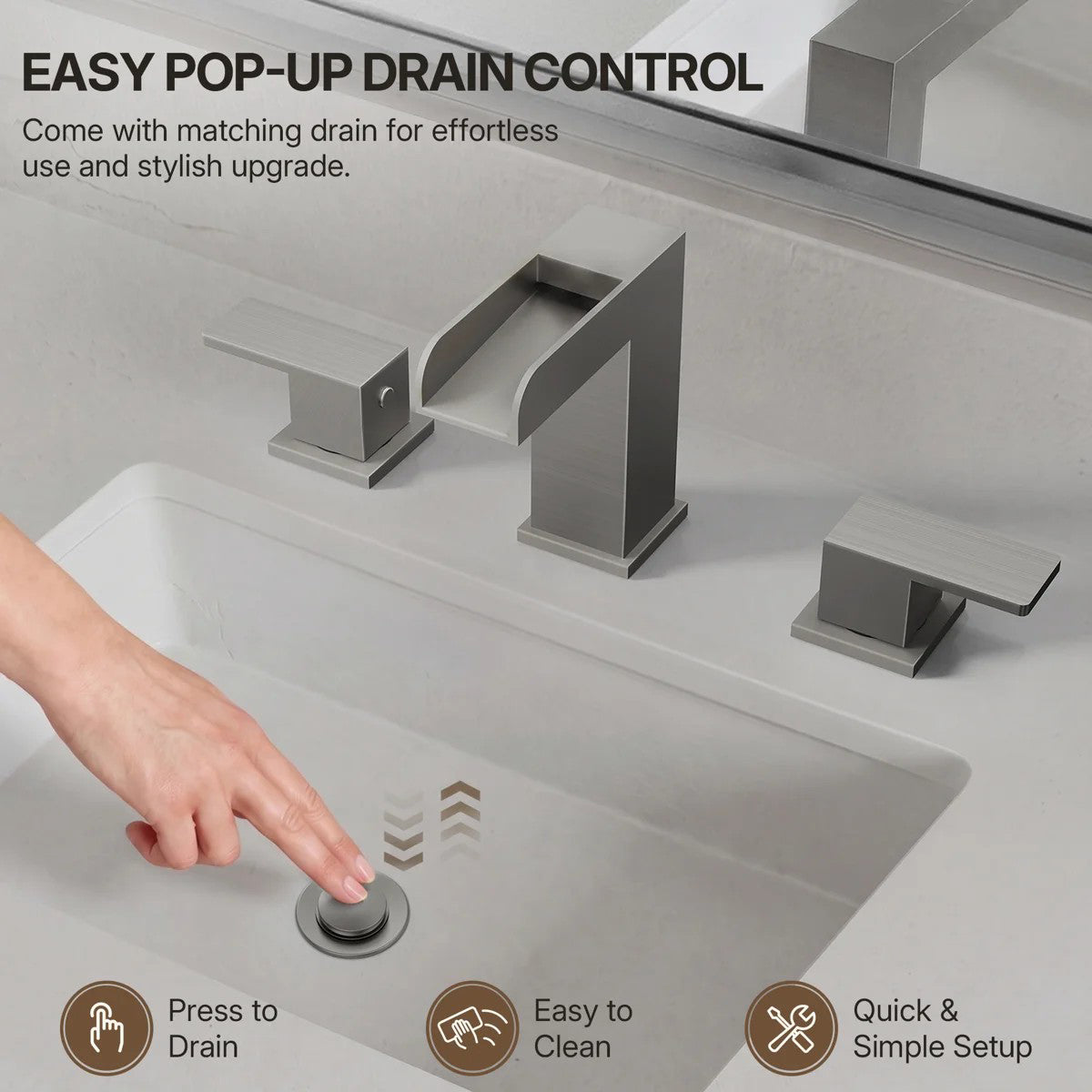 Widespread Bathroom Faucet 3 Hole, 2-Handle Bathroom Sink Faucet with Drain Assembly LP0220980-YS - Brushed Nickel