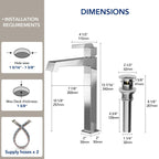 Single Hole Vessel Bathroom Faucet with Drain Assembly, Single Handle Vessel Bathroom Sink Faucet LP081-YS - Chrome
