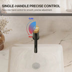 Single Hole Bathroom Faucet,Knob Single Handle Bathroom Sink Faucet with Drain Assembly LP0088-YS - Matte Black/Brushed Gold