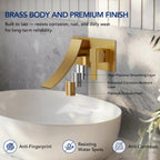 Wall Mounted Bathroom Faucet, Single-handle Bathroom Sink Faucet with Drain Assembly LP12234-CF - Brushed Gold