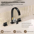 Widespread Bathroom Faucet 3 Hole, 2-handle Bathroom Sink Faucet with Drain Assembly LP00551YS- Matte Black