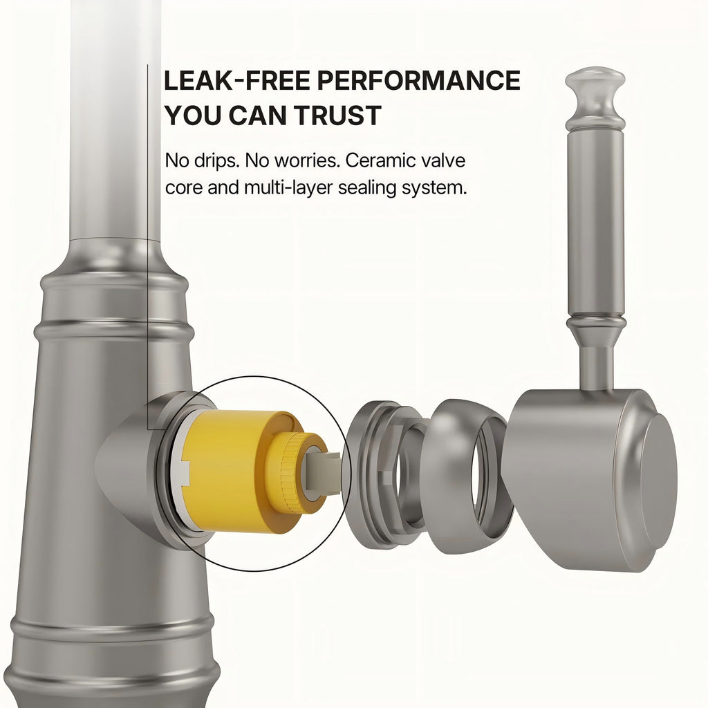 Commercial Style Dual Function Single Handle Pull Down Kitchen Faucet LP00303-YS - Stainless Steel