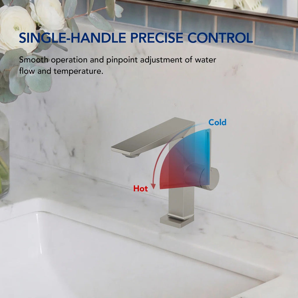 Single Hole Bathroom Faucet with Drain Assembly, Single Handle Bathroom Sink FaucetLP77658- Brushed Nickel
