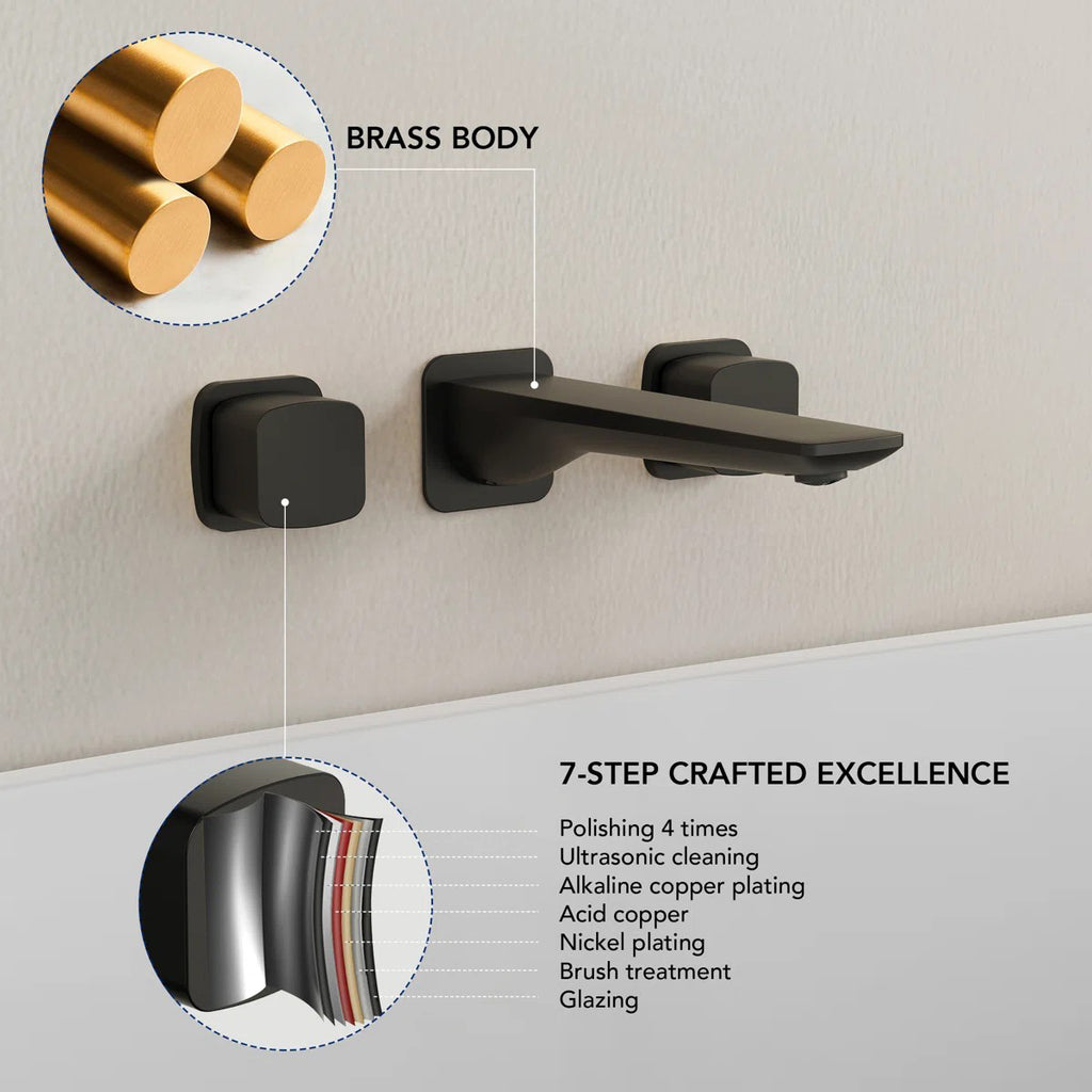 2-Handle Wall Mounted Roman Tub Faucet with Rough-In Valve LP0118-YG - Matte Black