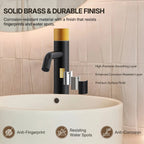 Single Hole Bathroom Vessel Faucet, Single Handle Bathroom Vessel Sink Faucet with Drain Assembly LP0220266-YS - Matte Black/Brushed Gold