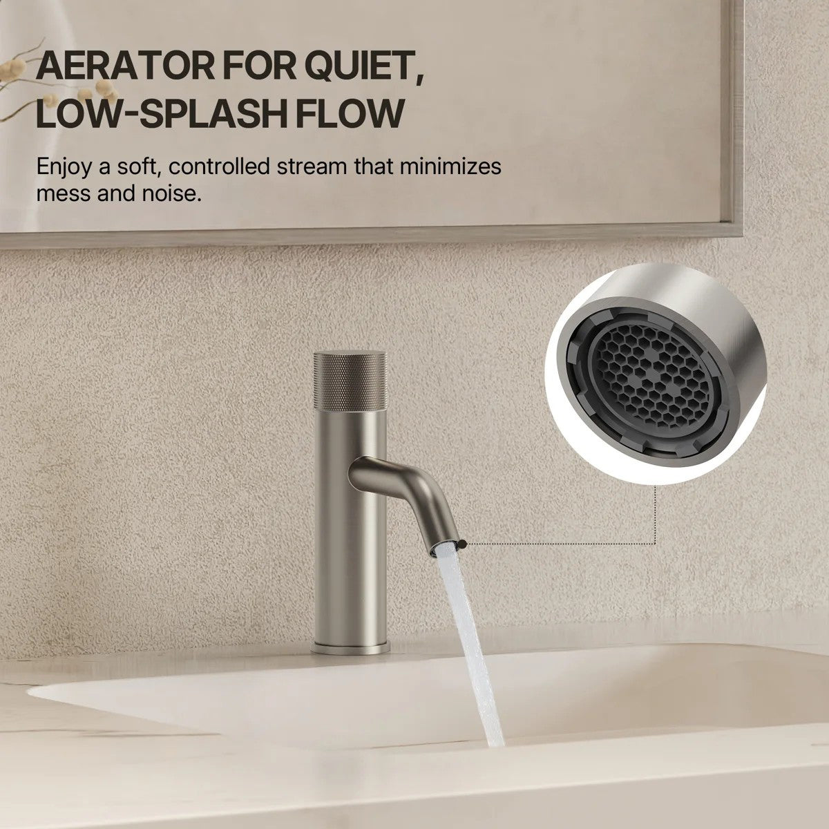 Single Hole Bathroom Faucet,Knob Single Handle Bathroom Sink Faucet with Drain Assembly LP0087-YS - Brushed Nickel