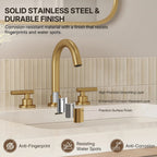 Widespread Bathroom Faucet 3 Hole, 2-Handle Bathroom Sink Faucet with Drain Assembly LP03006-YS - Brushed Gold