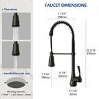 Commercial-Style 2-Function Pull-Down Single-Handle Kitchen Faucet LP9013-CF - Matte Black