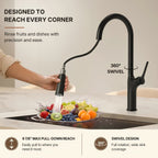 Dual-Function Single-Handle Pull-Down Kitchen Faucet LP0997-CF - Matte Black