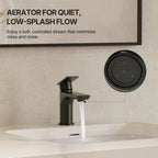 Single Hole Bathroom Faucet with Drain Assembly, Single Handle Bathroom Sink Faucet LP00130-YS - Matte Black