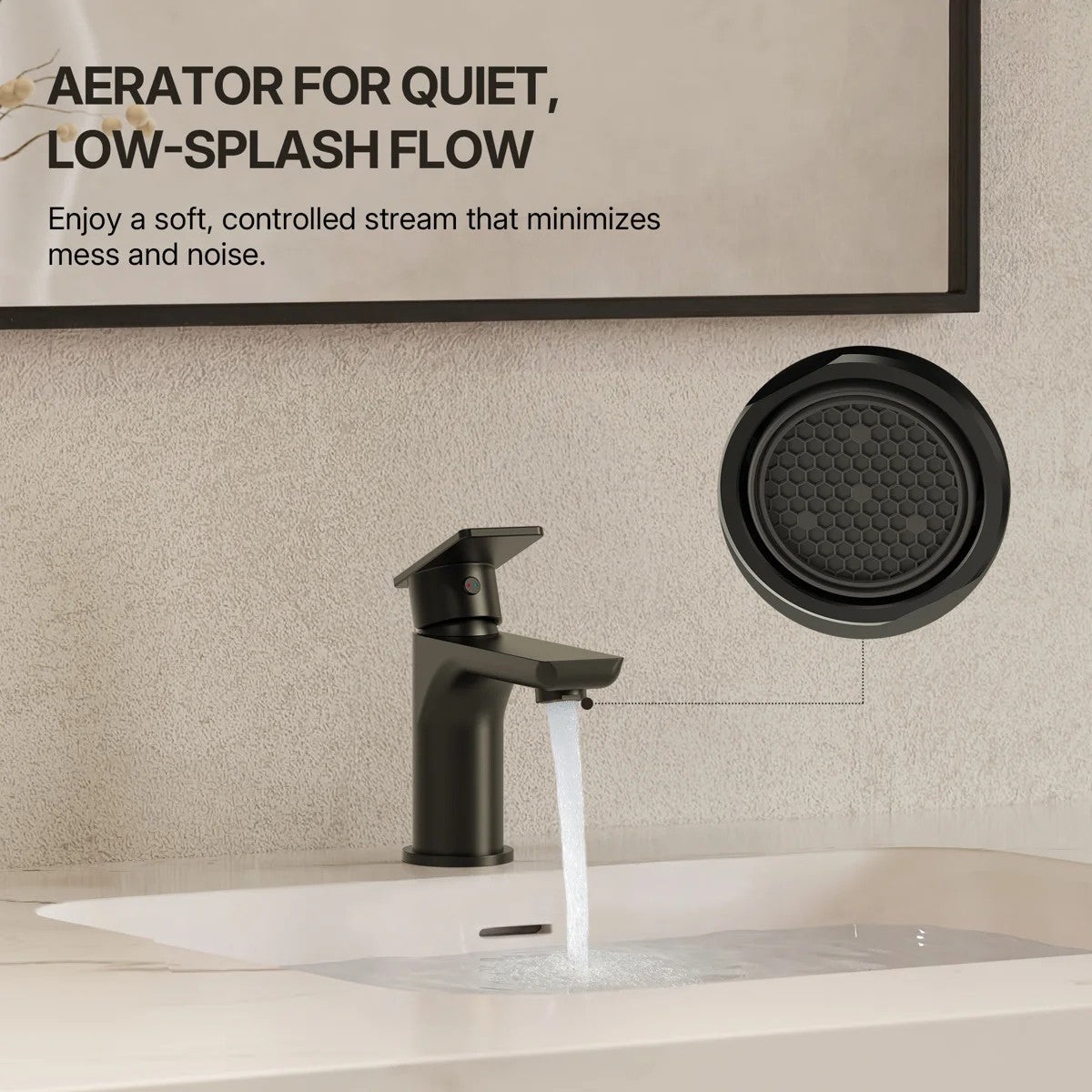 Single Hole Bathroom Faucet with Drain Assembly, Single Handle Bathroom Sink Faucet LP00130-YS - Matte Black