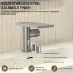 Single Hole Bathroom Faucet, Single-Handle Waterfall Sink Faucet with Drain Assembly LP0168-YS - Brushed Nickel