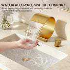 Widespread Bathroom Faucet 3 Hole, 2-handle Bathroom Sink Faucet with Drain Assembly LP550181-YS - Brushed Gold
