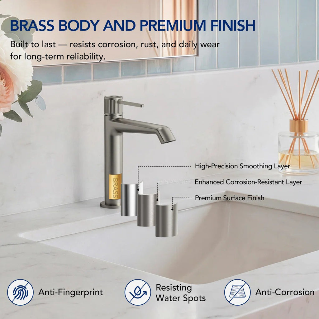 Single-Hole Single-Handle Bathroom Sink Faucet with Drain Assembly LP3360981-YS - Brushed Nickel